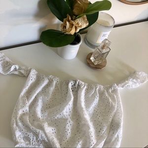 White off shoulder crop top